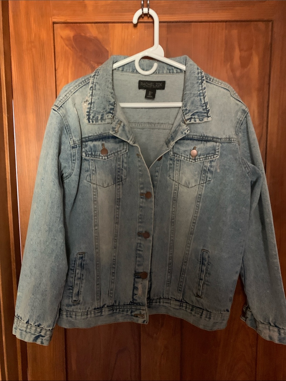 Rachel Zoe Washed Blue Denim Trucker Jacket